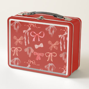 Red Ribbons Metal Lunch Box