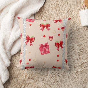 Red Ribbons Throw Pillow