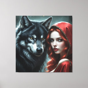 Red riding hood an his wolf canvas print