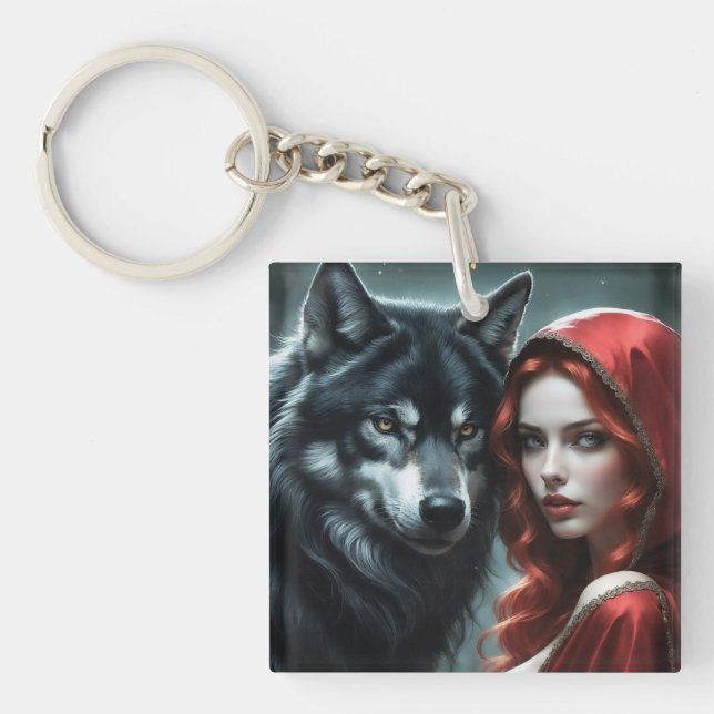 Red riding hood an his wolf  keychain (Front)