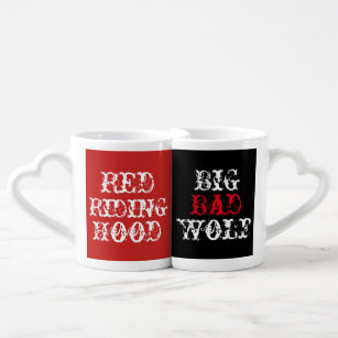 Red riding hood big bad wolf funny romantic coffee mug set