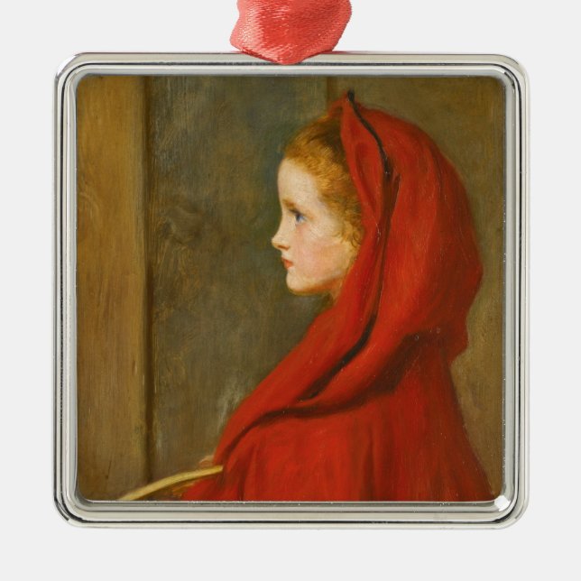 Red Riding Hood (by John Everett Millais) Metal Ornament (Front)
