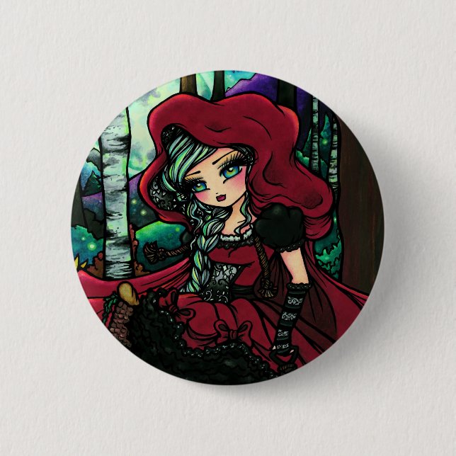 Red Riding Hood Fairytale Fairy Fantasy Pinback Button (Front)