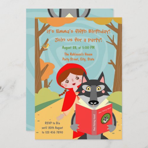 Red Riding Hood Girl Birthday Party Invitation