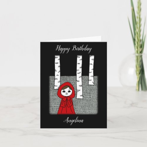 Red Riding hood Goblin Core custom Birthday  Card