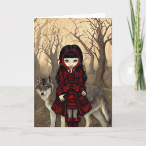 "Red Riding Hood in Autumn" Greeting Card