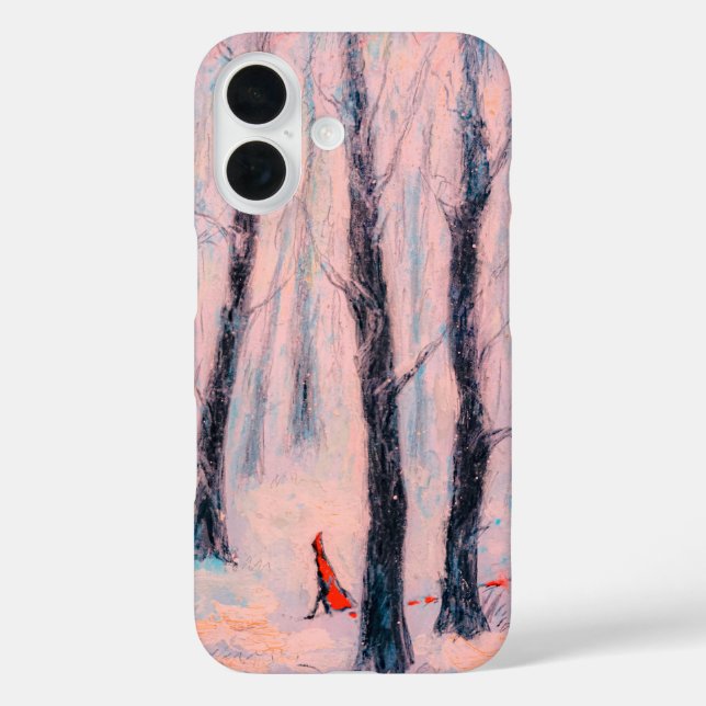 Red Riding Hood-like figure in a winter forest Case-Mate iPhone Case (Back)