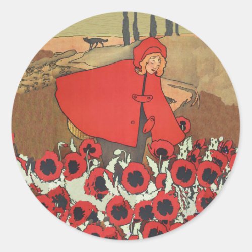 Red Riding Hood Picking Poppies Stickers