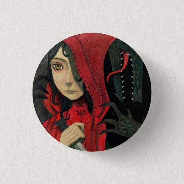 Red riding hood pinback button (Front)