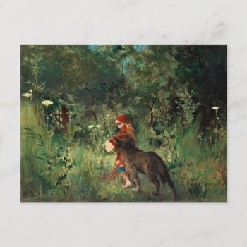 Red Riding Hood With Wolf Postcard by dmorganajonz at Zazzle