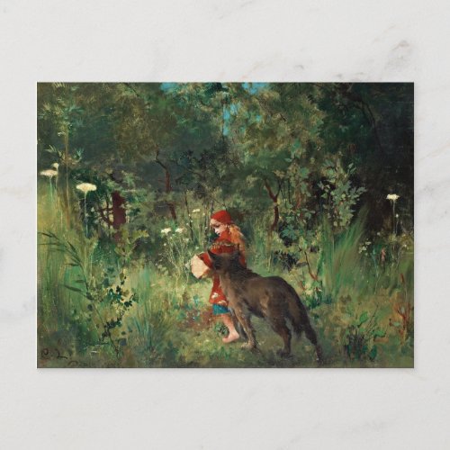 Red Riding Hood with Wolf Postcard