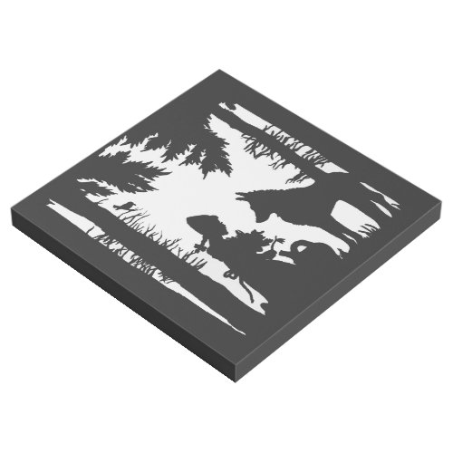 Red Riding Hood Wolf in Black White Woods Trees Gallery Wrap