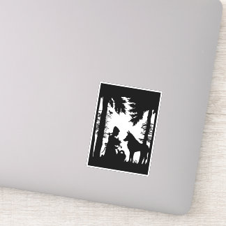 Red Riding Hood Wolf Under Trees Black Silhouette Sticker