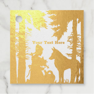 Red Riding Hood Woods Flowers With Wolf Foil Favor Tags