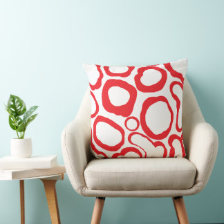 Red Rings Throw Pillow