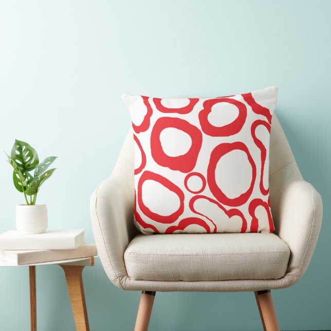 Red Rings Throw Pillow (Chair)