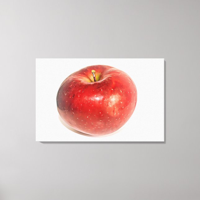 Red Ripe Apple Illustrated Art Canvas Print (Front)