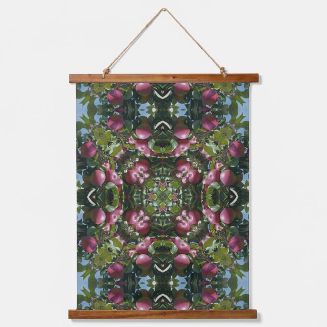 Red Ripe Apples On Tree Abstract Pattern Hanging Tapestry (Front)