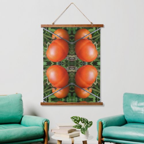 Red Ripe Garden Tomatoes On The Vine Abstract Hanging Tapestry