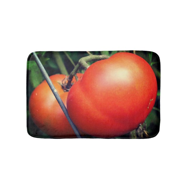Red Ripe Garden Tomatoes On The Vine  Bath Mat (Front)