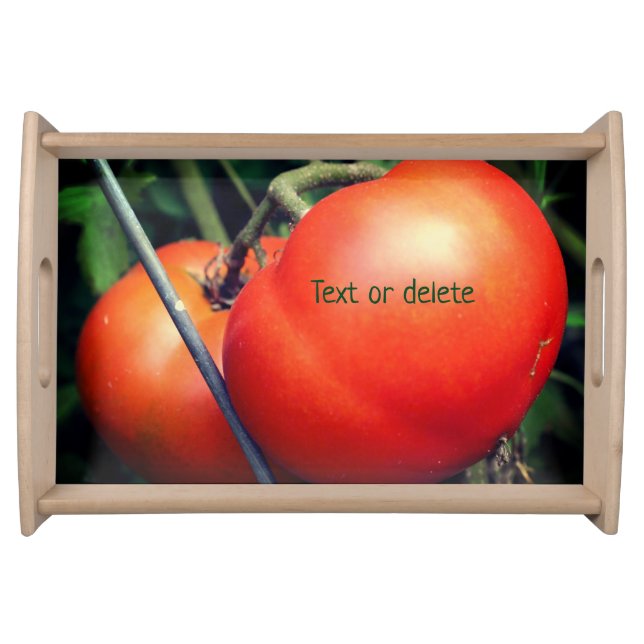 Red Ripe Garden Tomatoes On The Vine Personalized Serving Tray (Front)