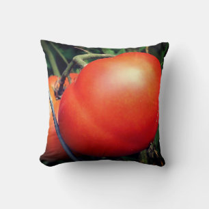 Red Ripe Garden Tomatoes On The Vine  Throw Pillow
