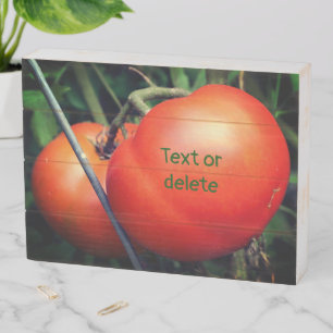 Red Ripe Garden Tomatoes On Vine Personalized Wooden Box Sign