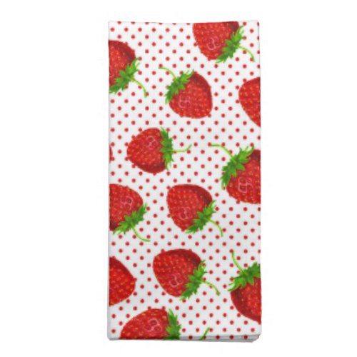 Red Ripe Strawberry and Dots Pattern Cloth Napkin