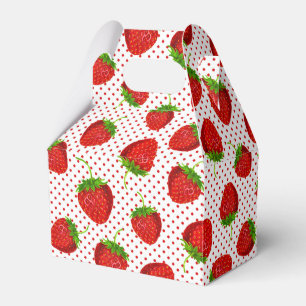 Red Ripe Strawberry and Dots Pattern Favor Boxes