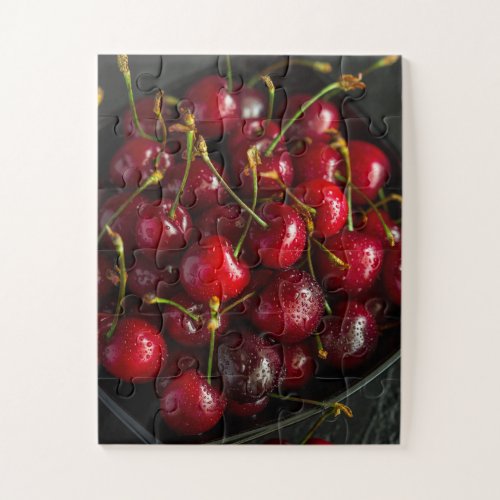 Red Ripe Sweet Cherries Berries Food Fruit Jigsaw Puzzle