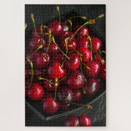 Red Ripe Sweet Cherries Berries Food Fruit Jigsaw Puzzle