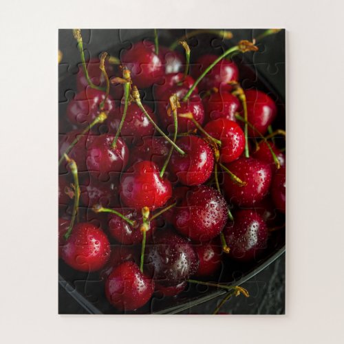 Red Ripe Sweet Cherries Berries Food Fruit Jigsaw Puzzle