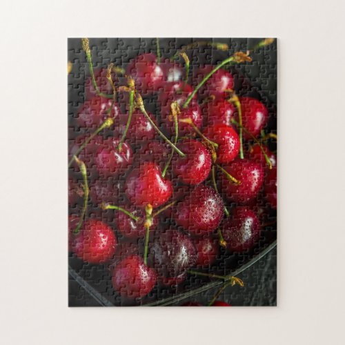 Red Ripe Sweet Cherries Berries Food Fruit Jigsaw Puzzle