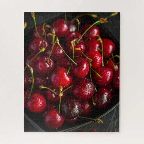 Red Ripe Sweet Cherries Berries Food Fruit Jigsaw Puzzle