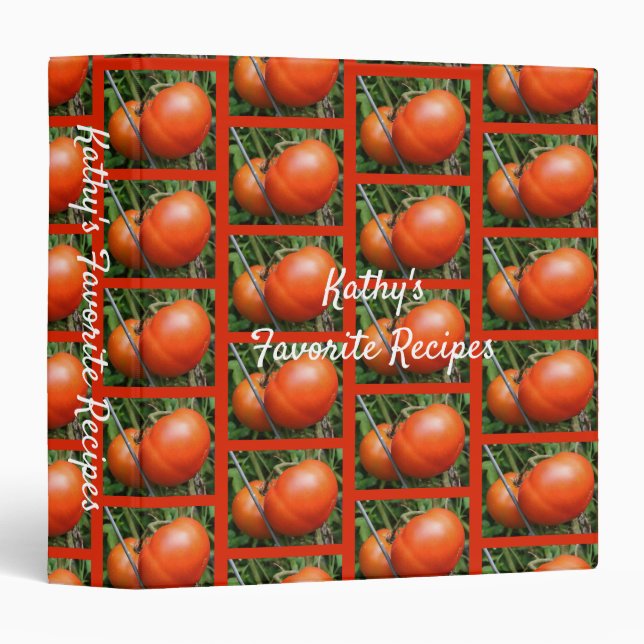 Red Ripe Tomatoes Personalized Recipe 3 Ring Binder (Front/Spine)