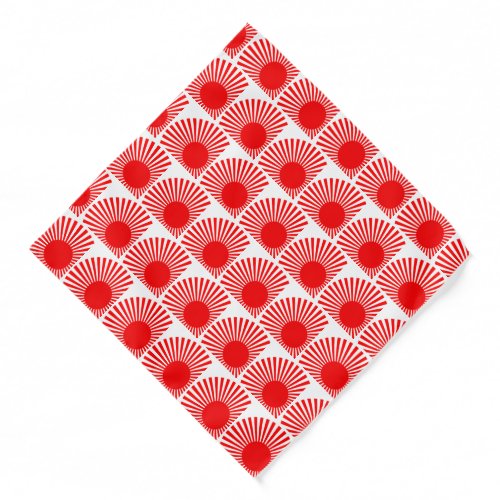 Red rising sun pattern on white bandana