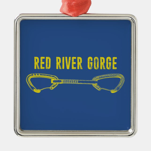 Red River Gorge Climbing Quickdraw Metal Ornament (Front)