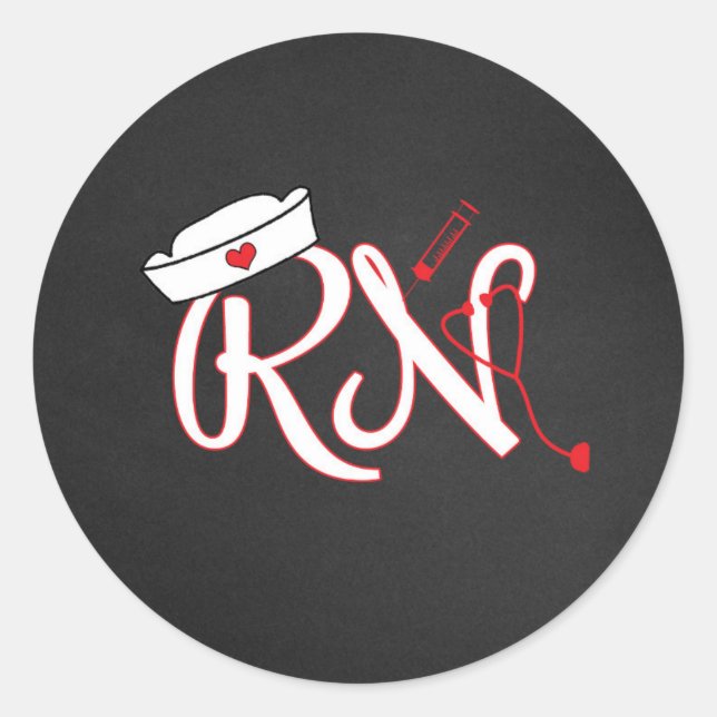 Red RN nurse favor sticker / envelope seal (Front)