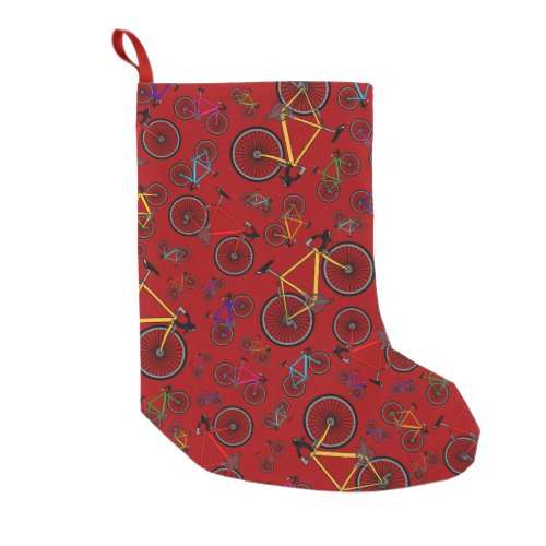 Red road bikes small christmas stocking