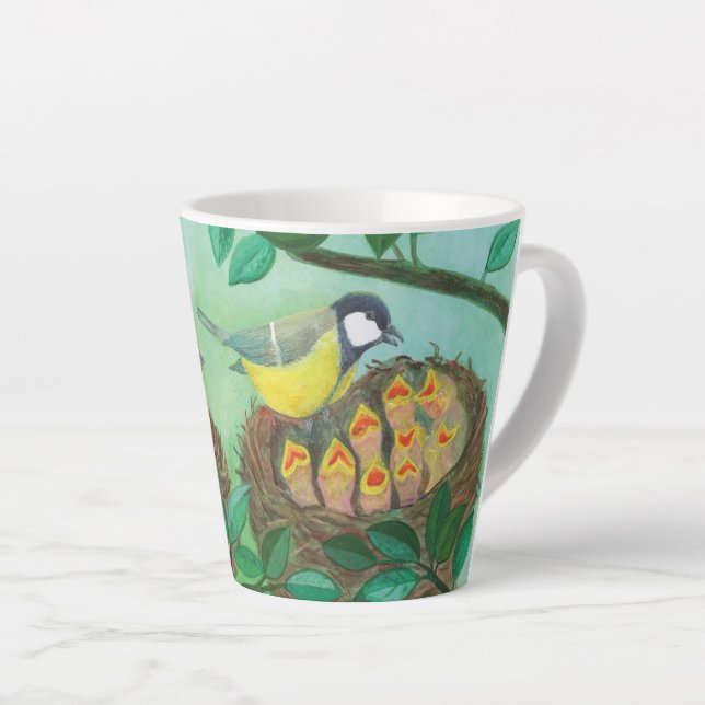 Red Robin and Great Tit Bird Nesting   Latte Mug (Right Angle)