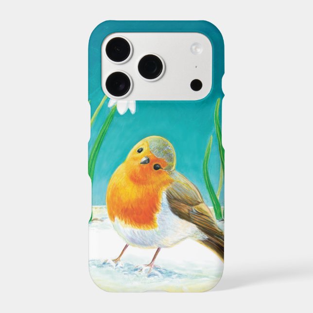 Red Robin and snowdrops  Iphone Case (Back)