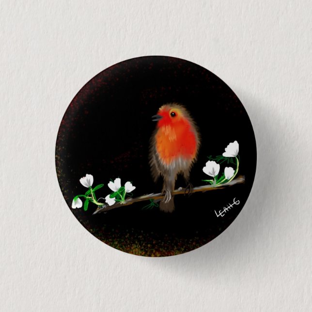 Red Robin badges and pins, original art drawing Button (Front)