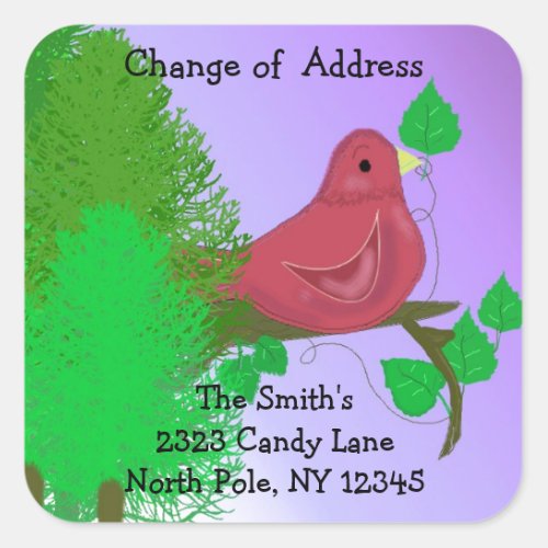 Red Robin Change of Address Square Sticker