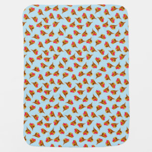 Red Robin Christmas on pale blue art Stroller Blanket
