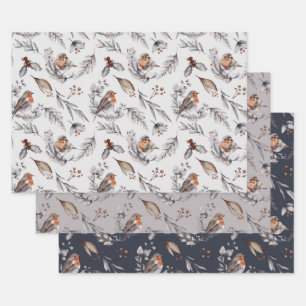 Red Robin Festive Christmas  Wrapping Paper Sheets