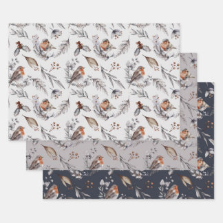 Red Robin Festive Christmas Wrapping Paper Sheets