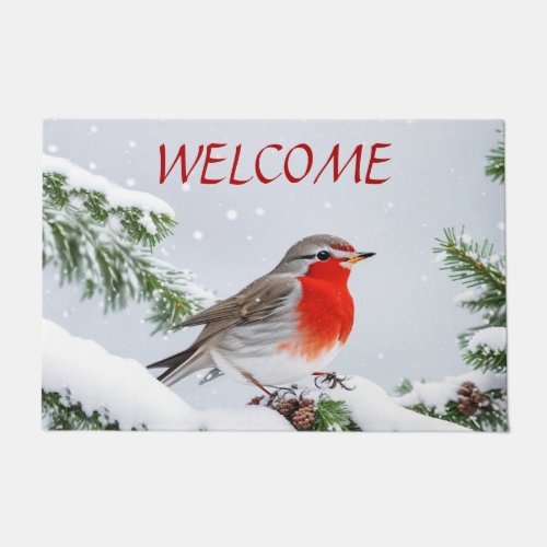 Red Robin Holiday Christmas Doormat
