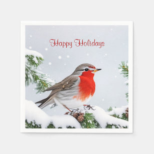 Decoupage Paper Napkins of Winter Red Robin