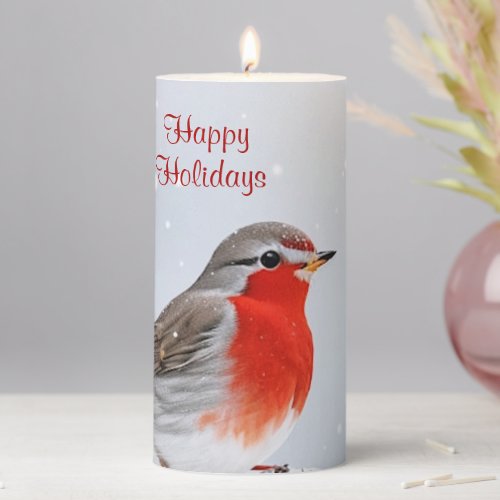 Red Robin Holiday Christmas Pillar Candle