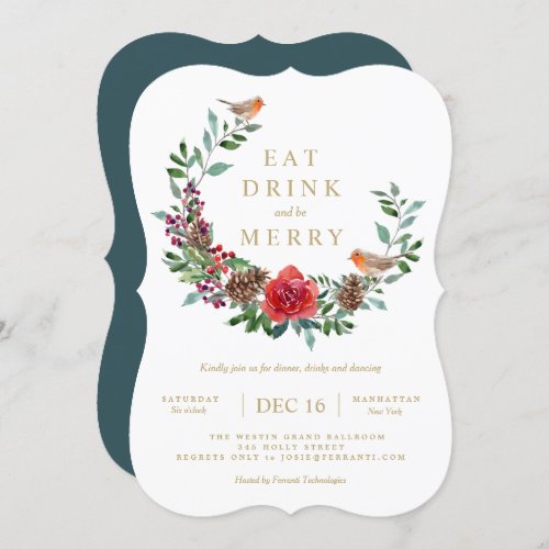 Red Robin Holiday Forals Party Invitation
